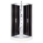 Cabină de duș cu hidromasaj Kerra Faro 80x80 cm, curbata, negru