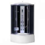 Cabină de duș cu hidromasaj Leziter Mila 90x90 cm, curbată, negru, tavă adâncă