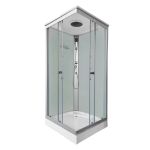 Cabină de duș cu hidromasaj Leziter Valerie 90x90 cm, albă, cu cădiță inclusă