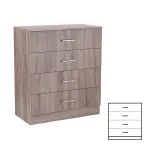 Comodă Leziter Miami cu 4 sertare, stejar York, 80x92 cm, design modern