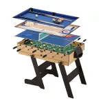 Masă de joc 4 în 1 Leziter pentru foosball, biliard, ping-pong și curling/bowling