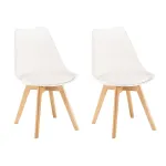 Set 2 scaune dining Leziter Silla, albe, cu picioare din lemn fag