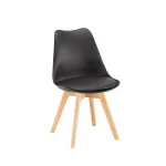 Scaun de dining Leziter Silla negru, cu picioare din fag si sezut captusit