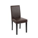Scaun de dining Leziter Kelly, piele ecologică maro, șezut confort 4 cm