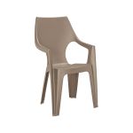 Scaun de grădină Curver Dante din plastic, cappuccino, cu spătar înalt și cotiere