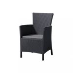 Curver Scaun de grădină Iowa, culoare grafit, cu pernă gri deschis