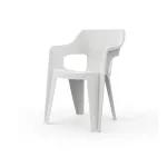 Scaun de grădină Curver Bilboa din plastic, alb, stivuibil, cu cotiere
