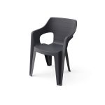 Scaun de grădină Curver Bilbao Lowback din plastic, cu cotiere, negru
