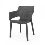 Scaun de grădină Curver Eva din plastic, grafit, efect ratan, stivuibil