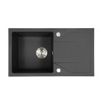 Chiuvetă de bucătărie Leziter Gori din granit negru, 1 cuvă, cu scurgător