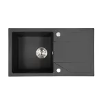 Chiuvetă de bucătărie Leziter Gori din granit negru, 1 cuvă, cu scurgător