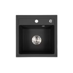 Chiuvetă pătrată Leziter Nia din granit negru, 44x44 cm, 1 cuvă, încastrată