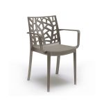 Scaun de grădină Leziter Trinity din plastic cu cotiere, cappuccino