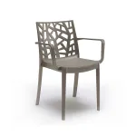 Scaun de grădină Leziter Trinity din plastic cu cotiere, cappuccino