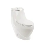 Vas WC monobloc Leziter Coral, ceramică albă, evacuare inferioară, soft-close