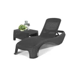 Set 2 șezlonguri de grădină Curver Atlantic cu masă Corfu II, grafit