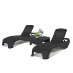 Set 2 șezlonguri de grădină Curver Atlantic Duo cu masă Corfu, grafit