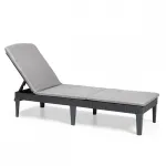Șezlong de grădină Curver Jaipur cu pernă, grafit, spătar reglabil 4 poziții