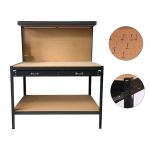 Leziter Banc de lucru cu sertar, negru