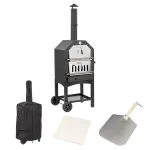 Cuptor pizza mobil Leziter Fornello pe lemne/cărbune cu piatră, pală și husă