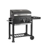 Grătar pe cărbune Leziter multifuncțional, cu termometru, capac și roți pentru grădină