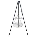 Grătar suspendat din oțel cu trepied Mirpol MIR-HP48, grilă 51 cm, reglaj pe lanț