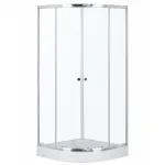 Cabină de duș curbată Kerra Leo 80x80, crom, cu uși glisante și cădiță acrilică