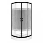 Cabină de duș curbată Kerra Xenia Duo Black 90 cu cădiță acrilică inclusă