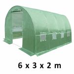 Solar tip tunel pentru gradina 6x3x2 m, folie PE 140 g/mp UV4, 8 ferestre