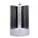 Cabină de duș Leziter Karolino 80x80 neagră cu tavă adâncă și uși glisante