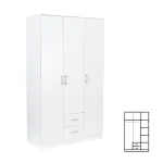 Dulap Leziter Miami alb 120x205 cm, 3 uși, 6 rafturi și 2 sertare