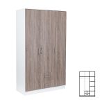 Dulap Leziter Miami 120x205 cm, stejar York-alb, 6 rafturi si 2 sertare