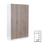 Dulap Leziter Miami 120x205 cm, stejar York-alb, 6 rafturi si 2 sertare