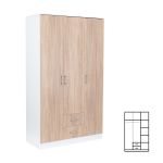 Dulap Leziter Miami 120x205 cm, stejar Sonoma-alb, 6 rafturi si 2 sertare