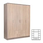Dulap Leziter Miami 160x205 cm, stejar Sonoma/York, 11 rafturi