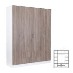 Dulap Leziter Miami 160x205 cm, stejar York si alb, 11 rafturi, 2 sertare