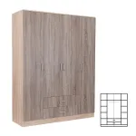 Dulap Leziter Miami 160x205 cm, stejar York/stejar Sonoma, 11 rafturi