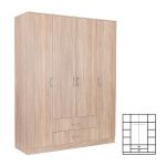 Dulap Leziter Miami 160x205 cm, stejar Sonoma, 11 rafturi si 2 sertare