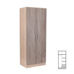 Dulap Leziter Miami 80x205 cm, stejar York/stejar Sonoma, 2 usi si 2 sertare
