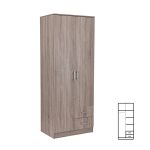 Dulap Leziter Miami 80x205 cm, 2 usi si 2 sertare, stejar York