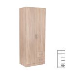 Dulap Leziter Miami 80x205 cm, stejar sonoma, 2 uși, 5 rafturi, 2 sertare