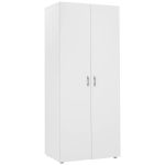 Dulap Leziter Family alb 74x182 cm, cu 2 uși, bară și raft superior