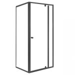 Cabină de duș de colț asimetrică Leziter Flexi 80x90 cm, negru, fără tavă