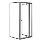 Cabină de duș asimetrică Leziter Flexi 80x90 cm, neagră, fără tavă