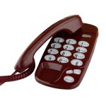 Telefon fix cu fir montabil pe perete, tastatura iluminata, redial, mute, visiniu