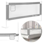 Barieră de pat pentru copii Homelux 200 cm, pliabilă, înălțime reglabilă, gri