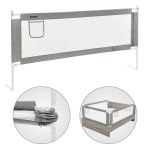 Bară de protecție anti-cădere pentru pat Leziter 200 cm, pliabilă, gri/alb