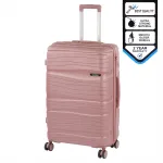 Valiză mare Leziter TraveLux Voyager 100L, PP rezistent, TSA, aur roz 76x50x29