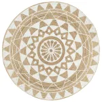 Covor manual cu imprimeu alb, 90 cm, iută GartenMobel Dekor