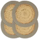 Naproane, 4 buc., natural și gri, 38 cm, iută și bumbac GartenMobel Dekor